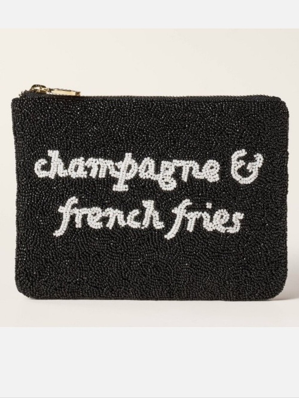 kate spade X Target Black Beaded 'champagne & french fries' Pouch